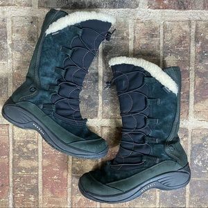 Merrell Women Black Suede  Encore Apex Waterproof Opti-Warm Zip Winter Boot   Si